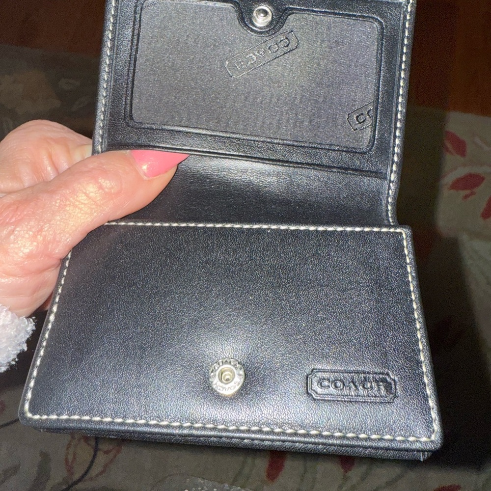 COACH Signature Hampton ID Business Card Case Black Canvas Leather EUC - Picture 5 of 7